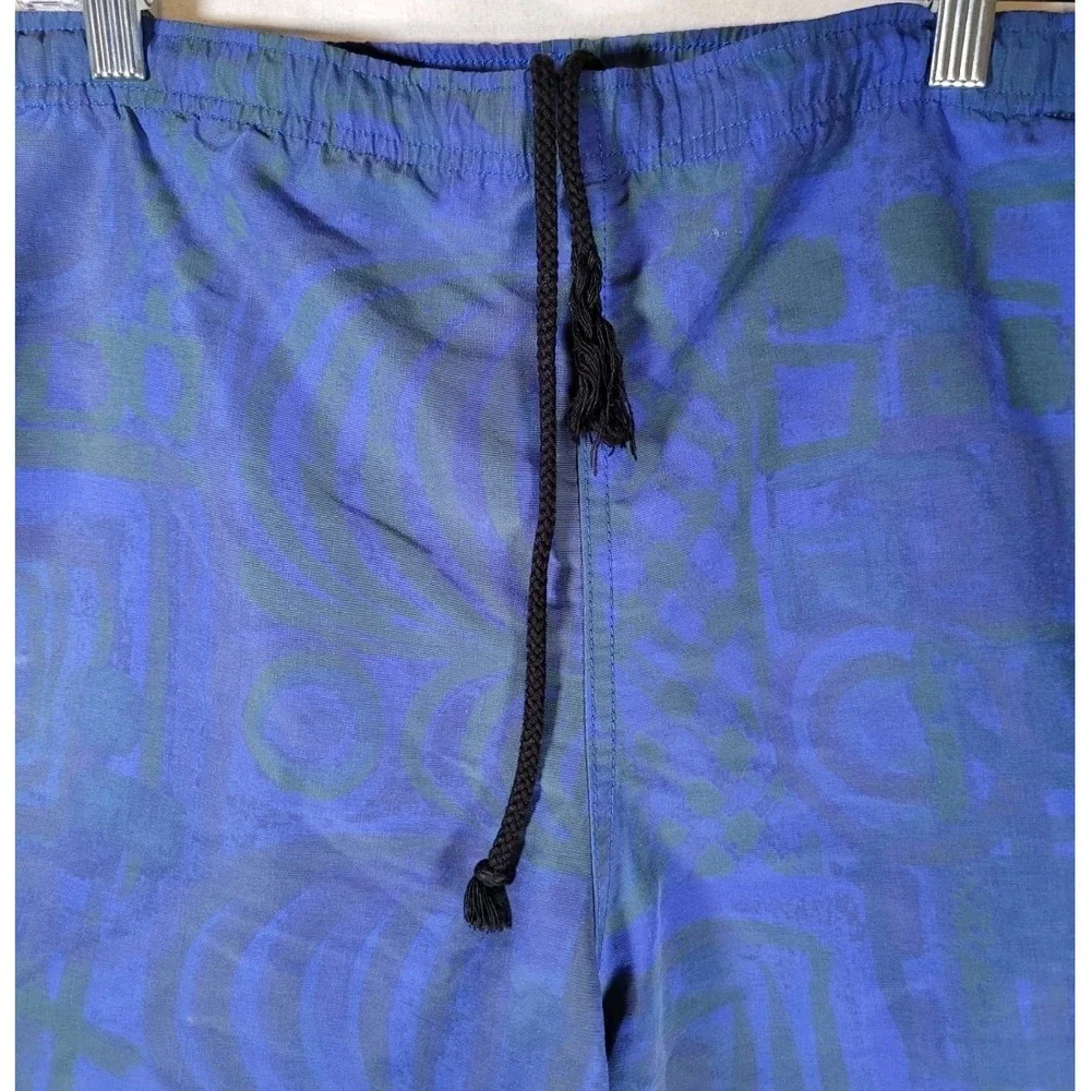 Rusty Surf Swim‎ Trunks Mens XL Blue Floral Drawstring Pockets Lined Made In USA